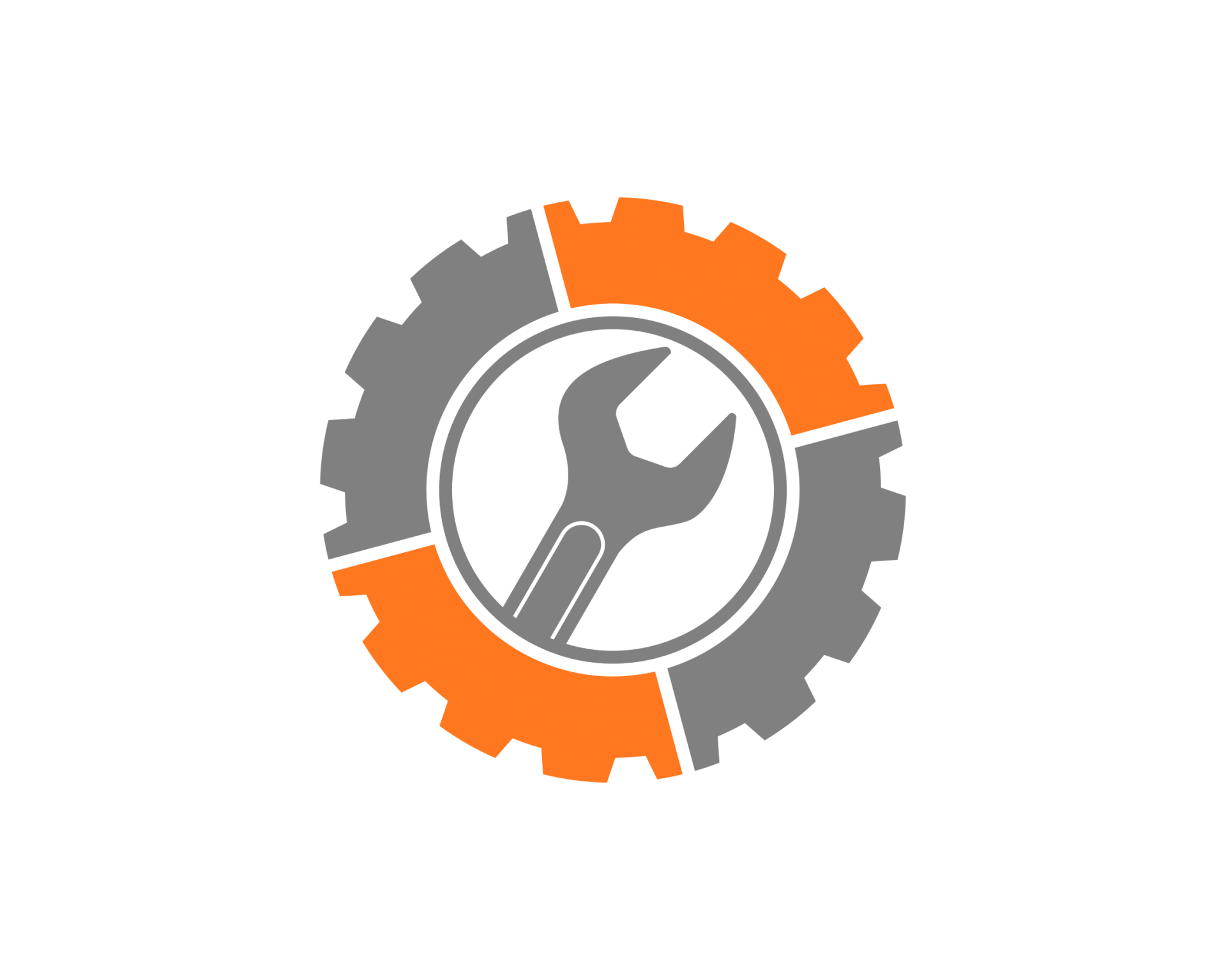 Orange and gray gear icon.