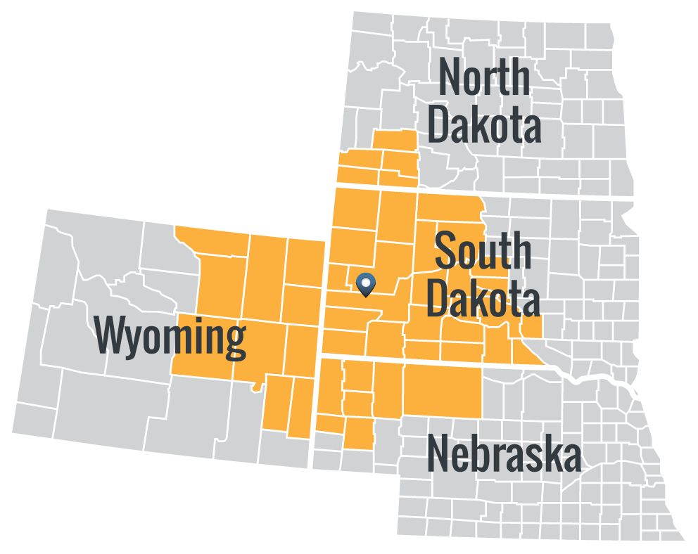 Black Hills Chemical & Janitorial Supply service map.